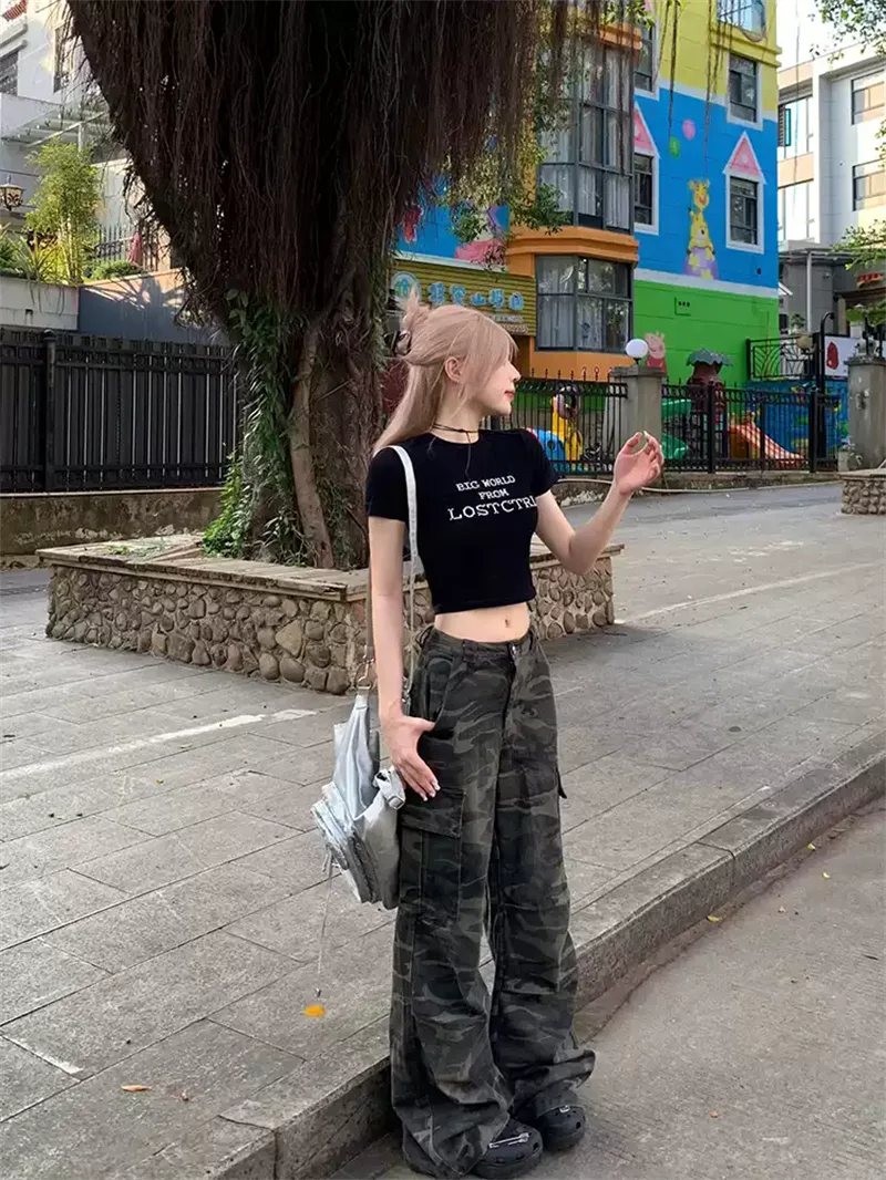純棉打底衫女字母印花圓領短袖T恤寬松上衣:圖片 3