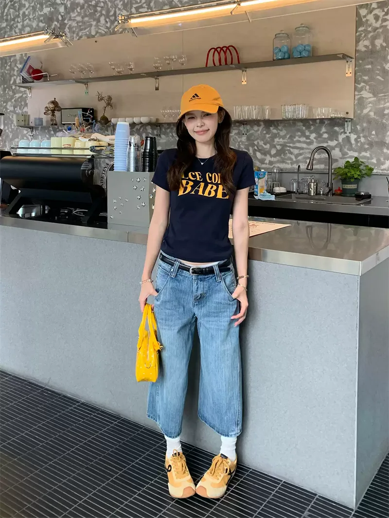 純棉打底衫女字母印花圓領短袖T恤寬松上衣 商品細節 1