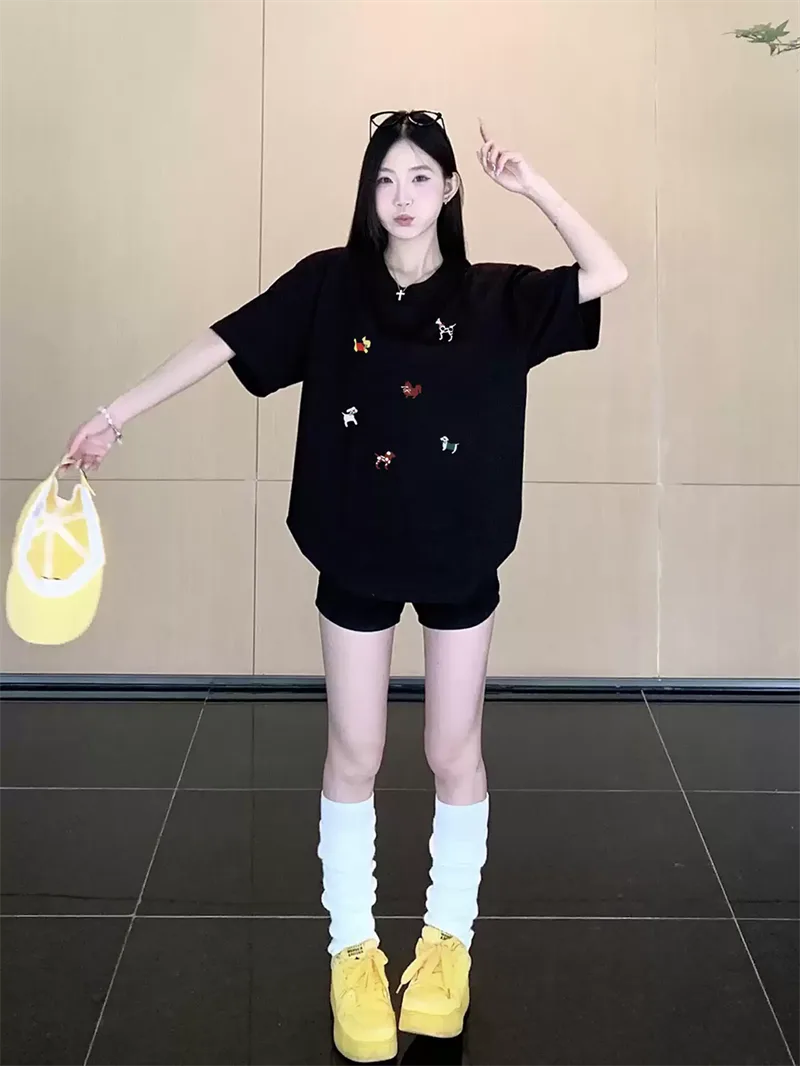 純棉打底衫慵懶寬松卡通印花圓領短袖大碼T恤 商品細節 3