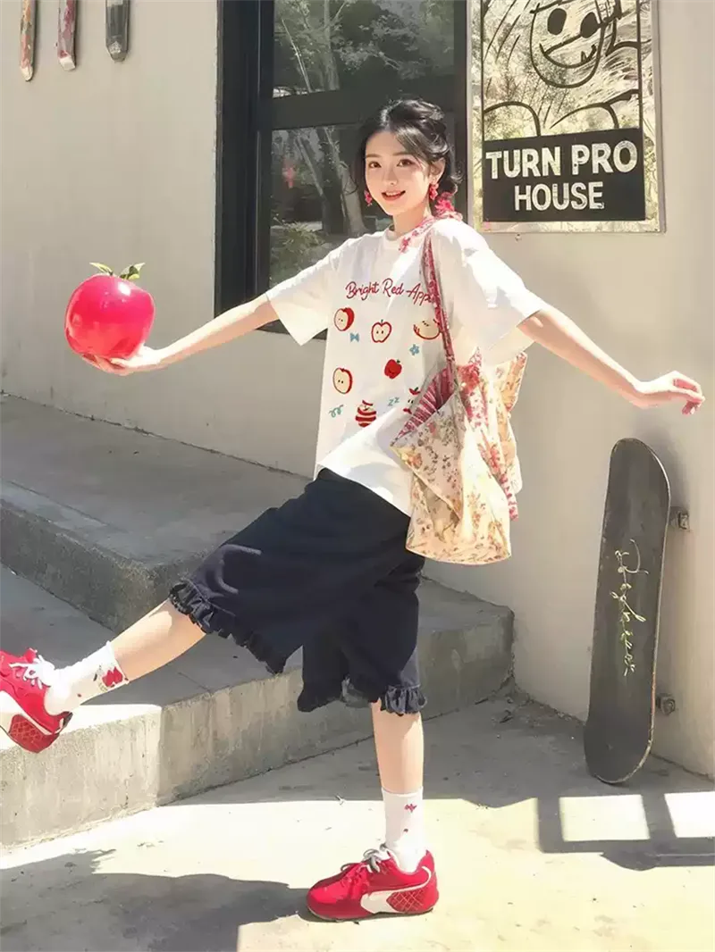 純棉打底衫慵懶寬松卡通印花圓領短袖大碼T恤 商品細節 4