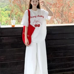 純棉打底衫慵懶寬松字母印花圓領短袖大碼T恤