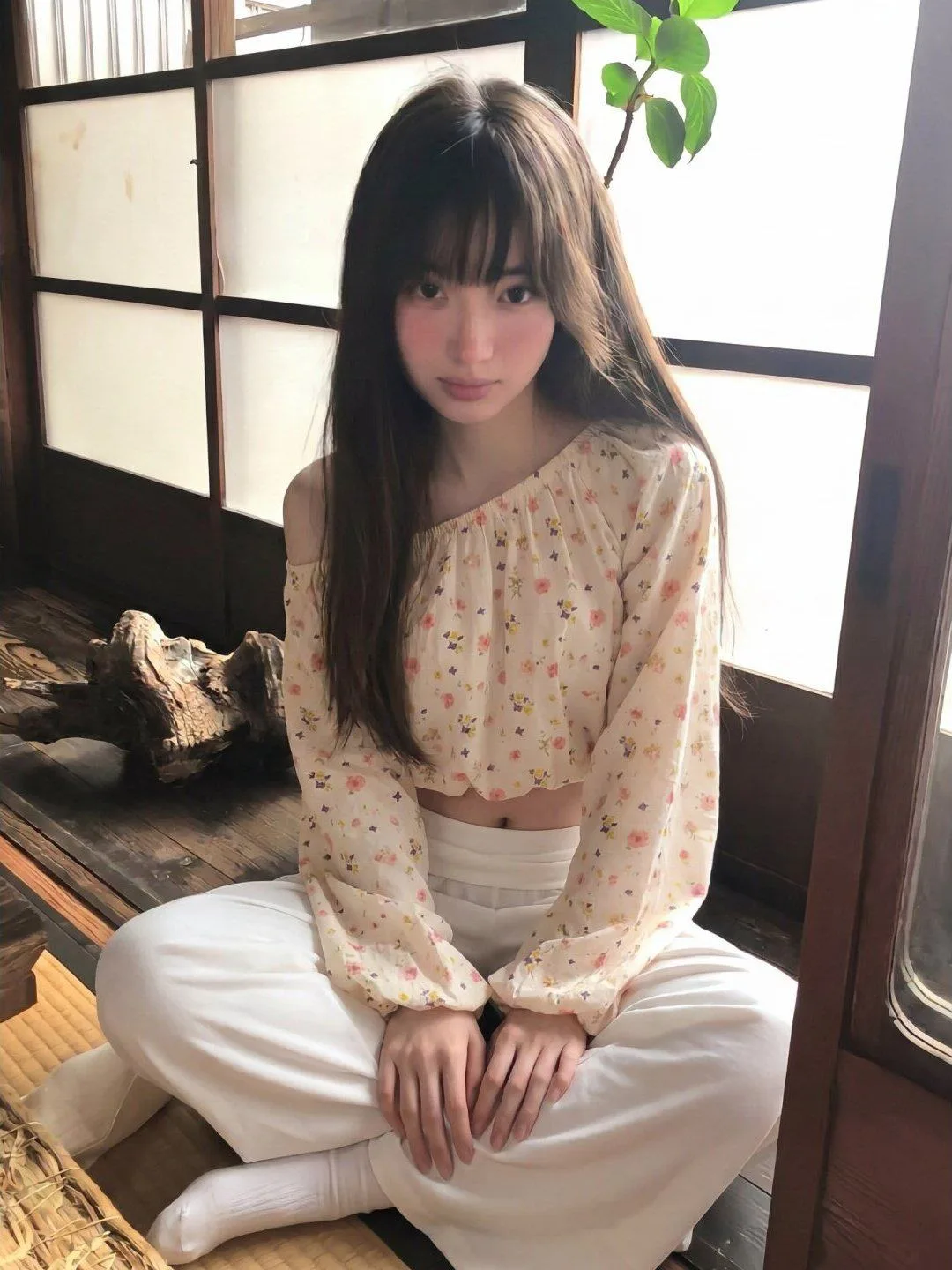 法式一字肩碎花燈籠袖雪紡襯衫女設計感小眾氣質收腰短款上衣 商品細節 3