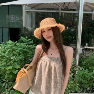 復古豹紋吊帶無袖背心女內搭垂感小眾上衣