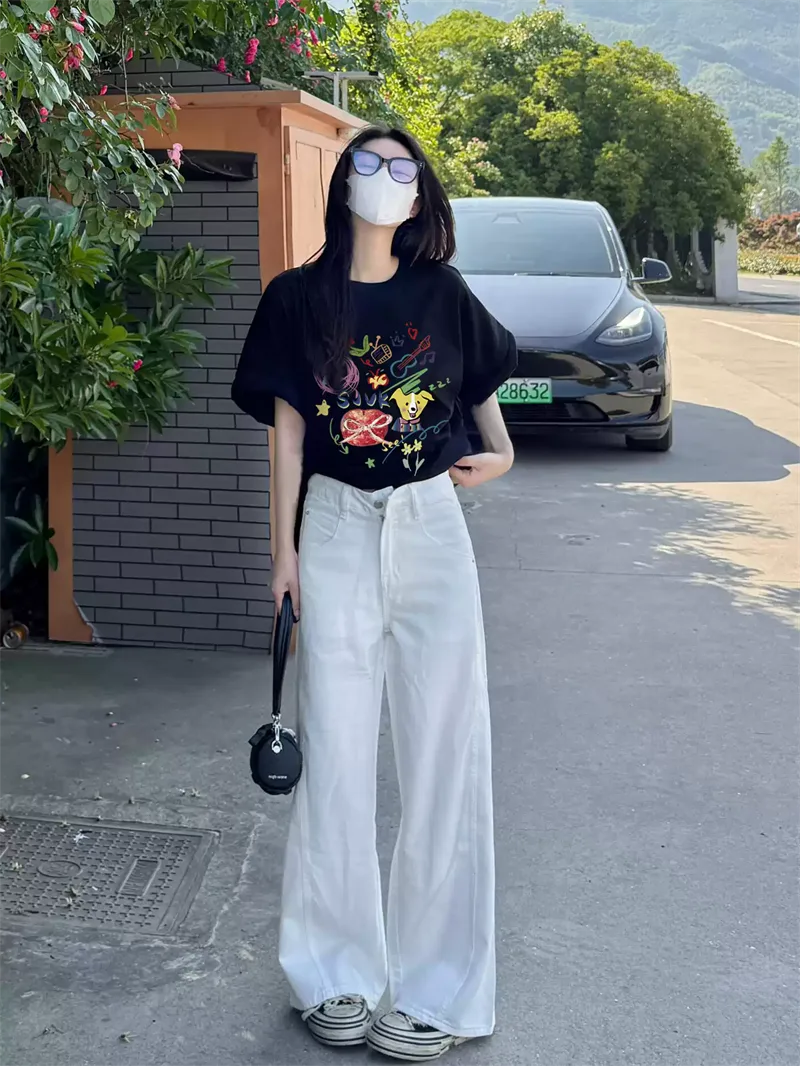 純棉打底衫慵懶寬松卡通印花圓領短袖大碼T恤 商品細節 2