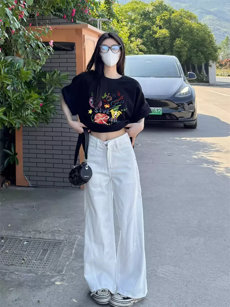 純棉打底衫慵懶寬松卡通印花圓領短袖大碼T恤 商品細節 3