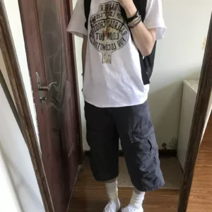 純棉打底衫慵懶寬松字母印花圓領短袖大碼T恤