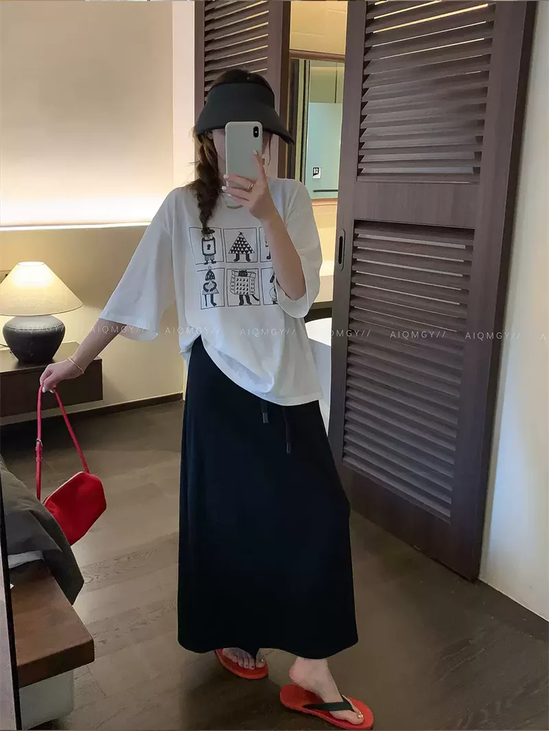 純棉打底衫慵懶寬松卡通印花圓領短袖大碼T恤 商品細節 1