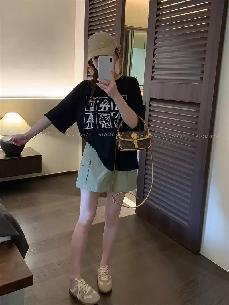純棉打底衫慵懶寬松卡通印花圓領短袖大碼T恤 商品細節 2