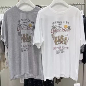 純棉打底衫慵懶寬松卡通印花圓領短袖大碼T恤