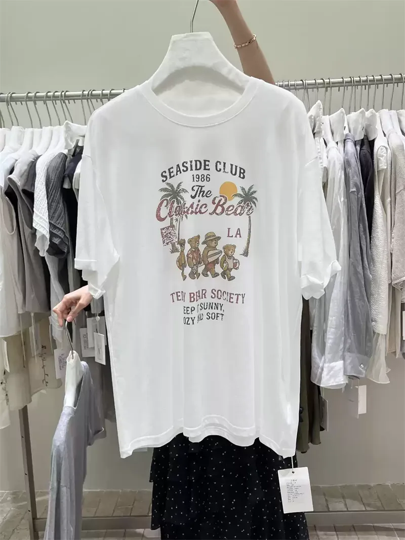 純棉打底衫慵懶寬松卡通印花圓領短袖大碼T恤 商品細節 3