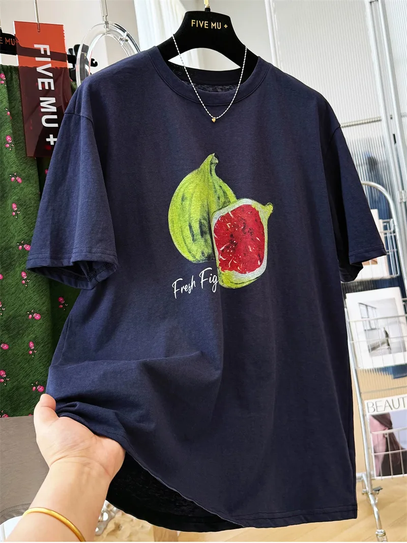 純棉打底衫慵懶寬松水果印花圓領短袖大碼T恤 商品細節 2
