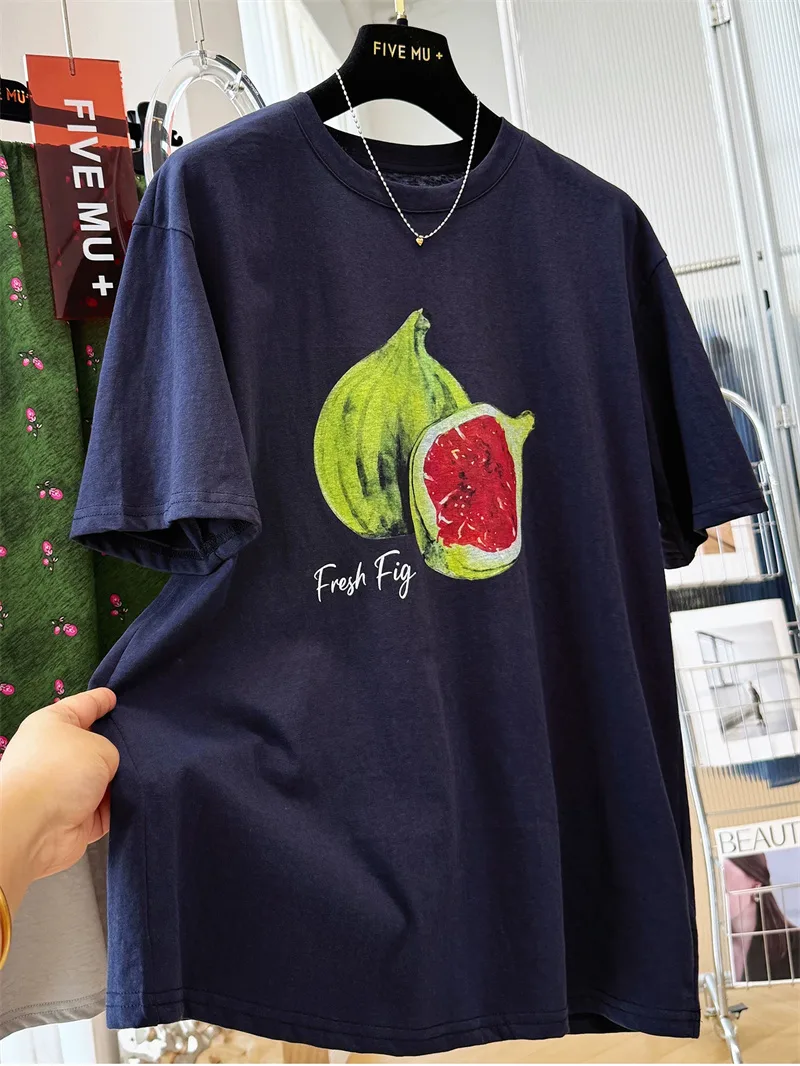 純棉打底衫慵懶寬松水果印花圓領短袖大碼T恤 商品細節 4