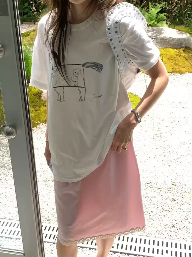 純棉打底衫慵懶寬松卡通印花圓領短袖大碼T恤 商品細節 3