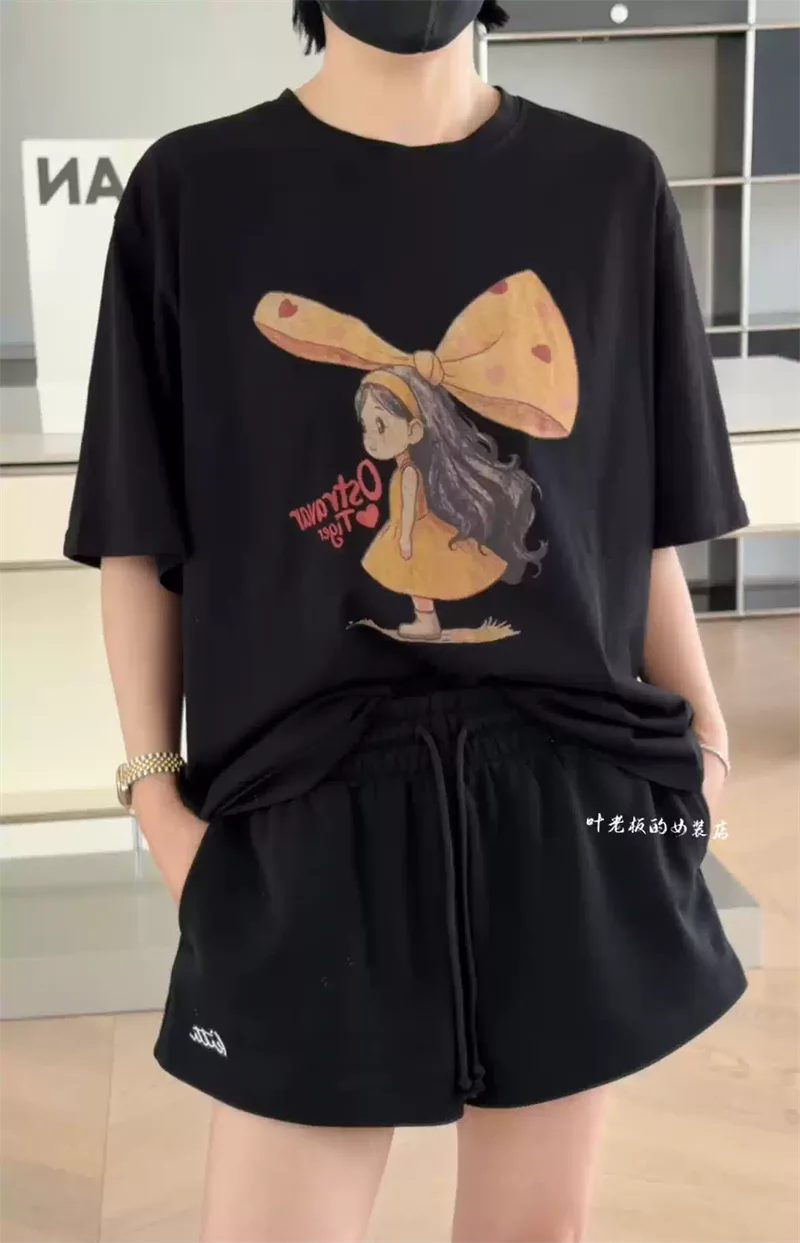 純棉打底衫慵懶寬松卡通印花圓領短袖大碼T恤:圖片 3