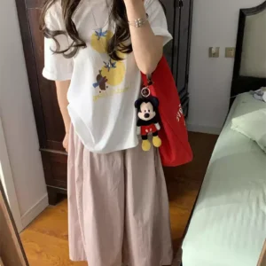 純棉打底衫慵懶寬松番茄印花圓領短袖大碼T恤