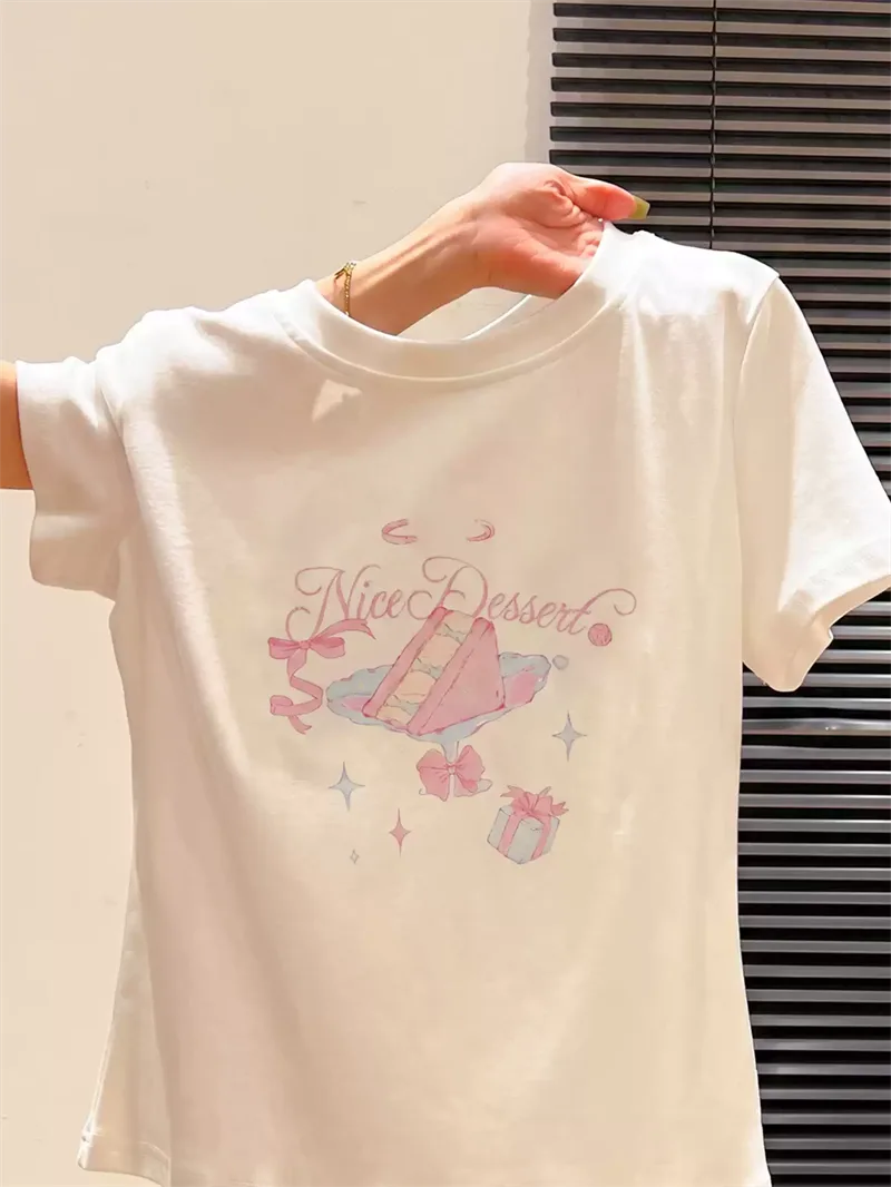 純棉打底衫女蛋糕印花圓領短袖T恤寬松上衣 商品細節 3