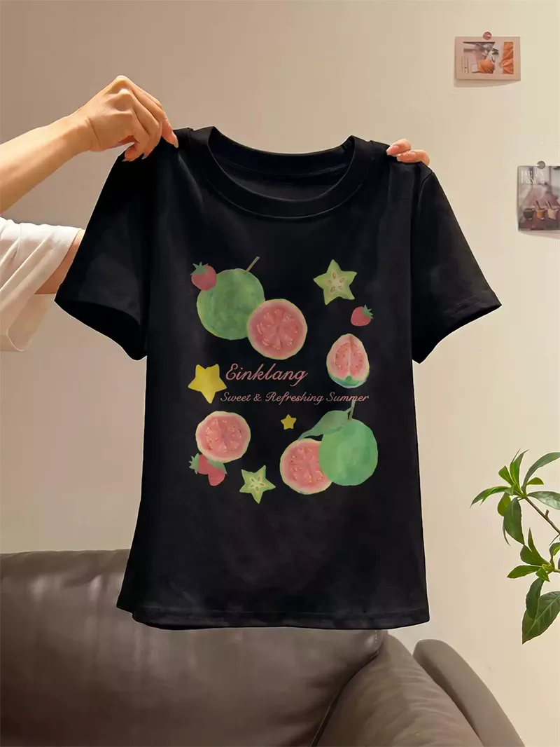 純棉打底衫女水果印花圓領短袖T恤寬松上衣 商品細節 2