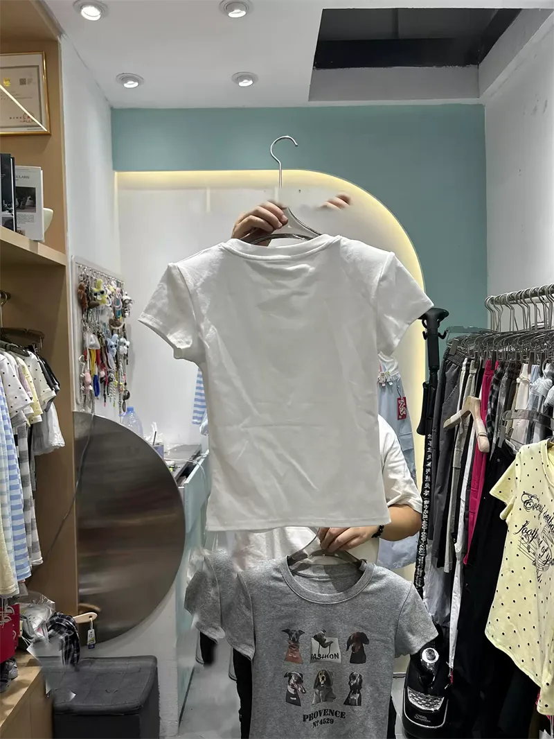 純棉打底衫女小狗印花圓領短袖T恤寬松上衣:圖片 4