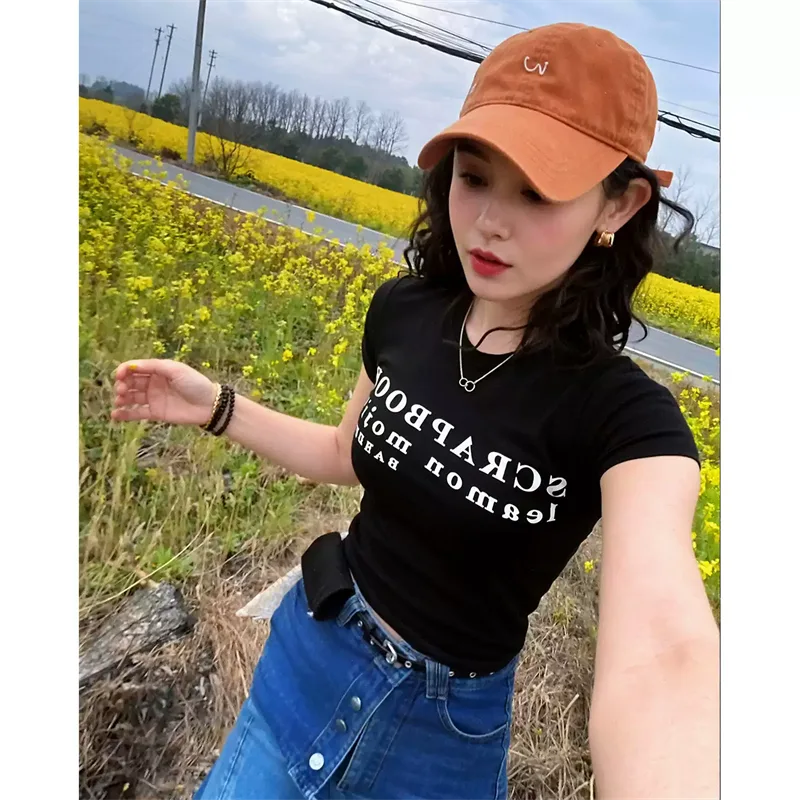 純棉打底衫女字母印花圓領短袖T恤寬松上衣 商品細節 1