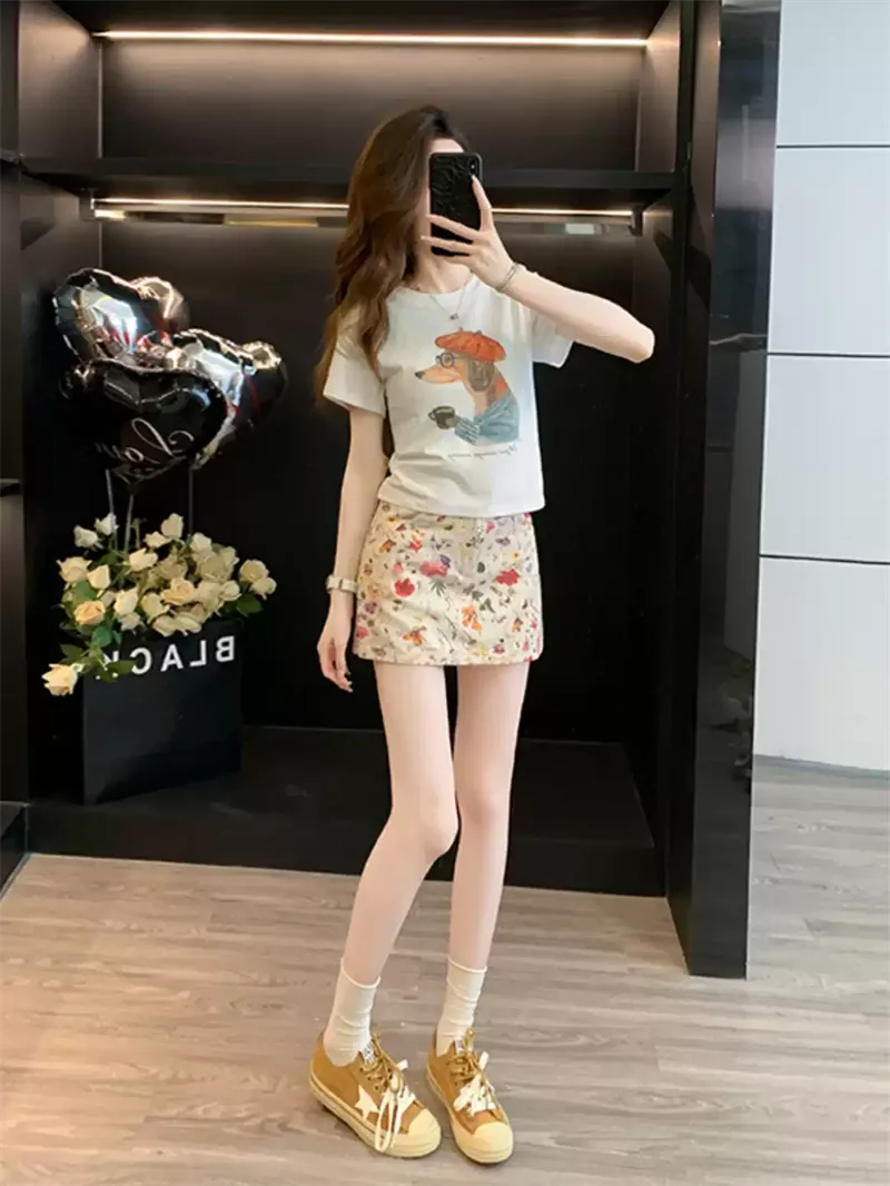 純棉打底衫女卡通印花圓領短袖T恤寬松上衣 商品細節 3
