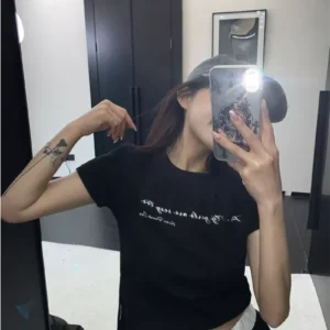 純棉打底衫女字母印花圓領短袖T恤寬松上衣