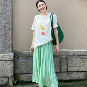 純棉打底衫慵懶寬松水果印花圓領短袖大碼T恤