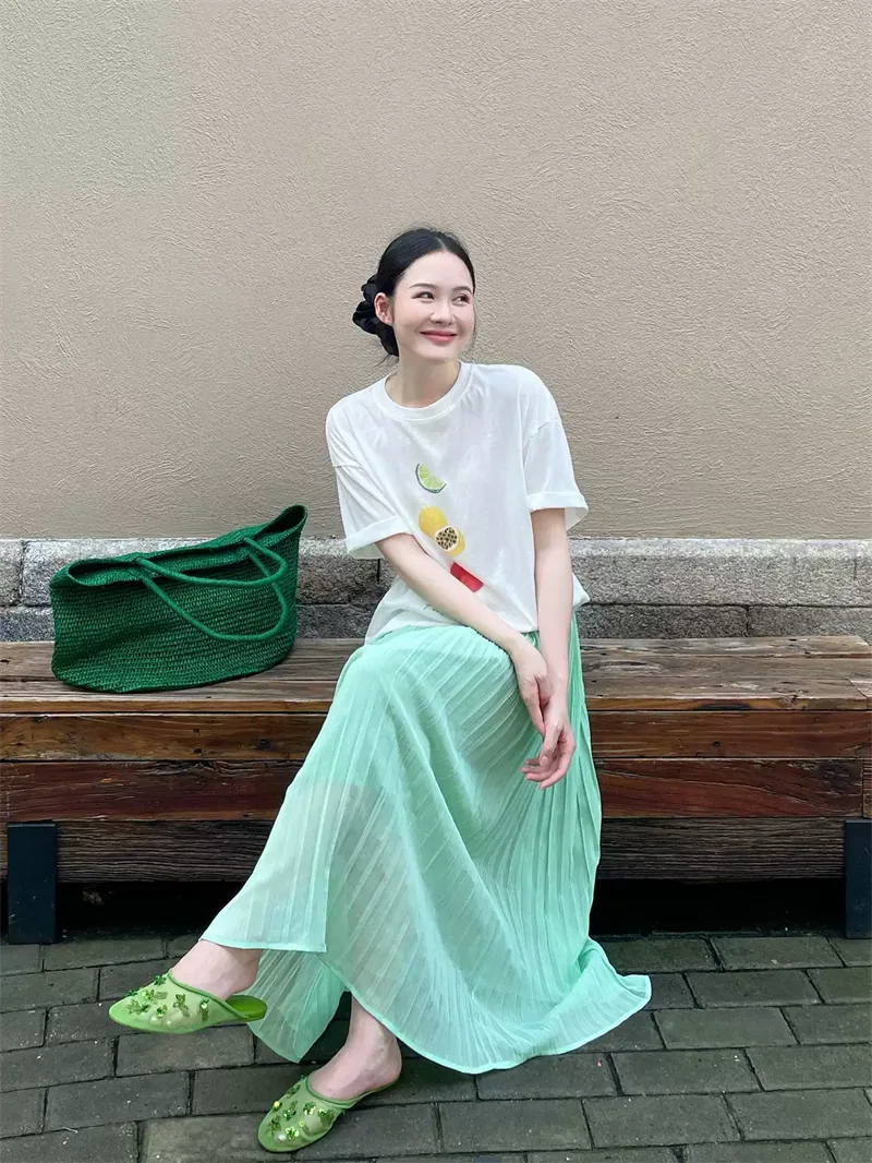 純棉打底衫慵懶寬松水果印花圓領短袖大碼T恤 商品細節 1