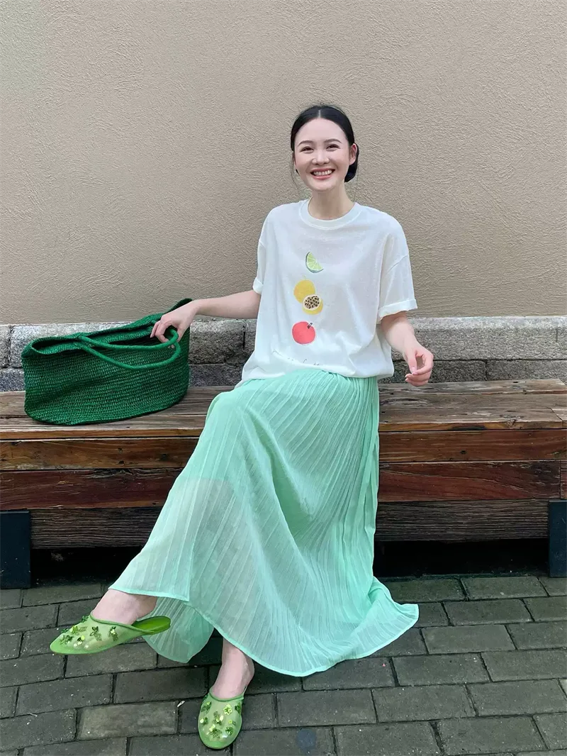 純棉打底衫慵懶寬松水果印花圓領短袖大碼T恤 商品細節 3