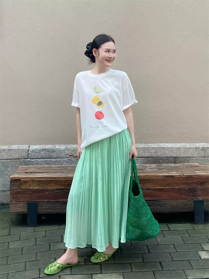純棉打底衫慵懶寬松水果印花圓領短袖大碼T恤 商品細節 4