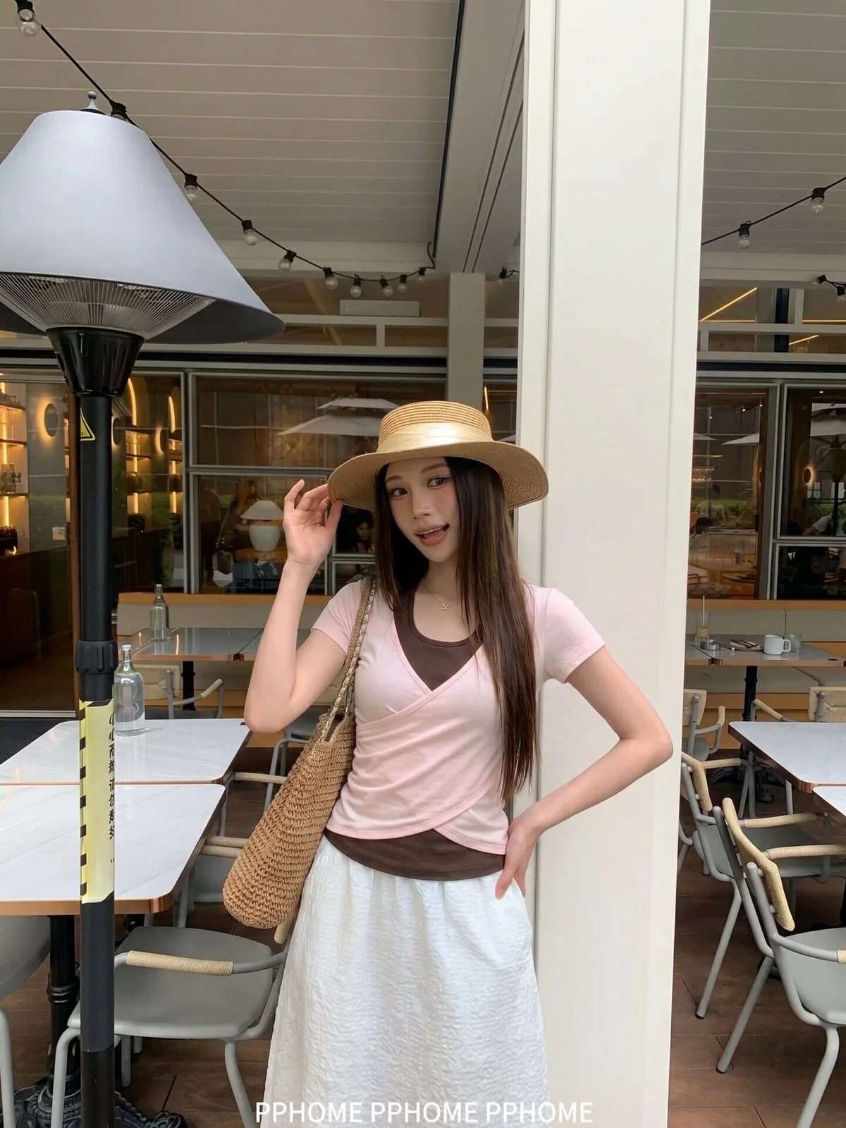 210克精棉設計感交叉假兩件短袖t恤女穿搭小眾短上衣 商品細節 4