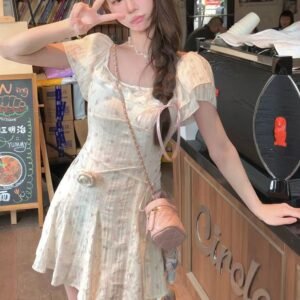 法式・碎花・A字・短版洋裝