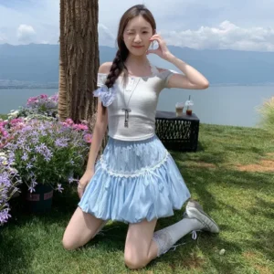 燈籠半身裙短裙仿走光超短裙