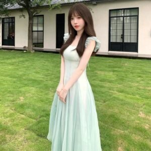 法式・拼接・A字・長版洋裝