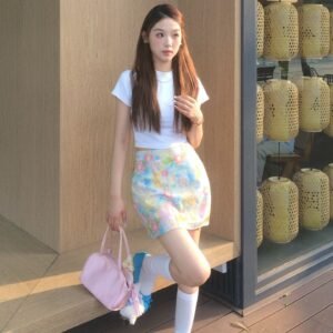 油畫色・A字・包臀・短版半身裙・款號YD240-6542