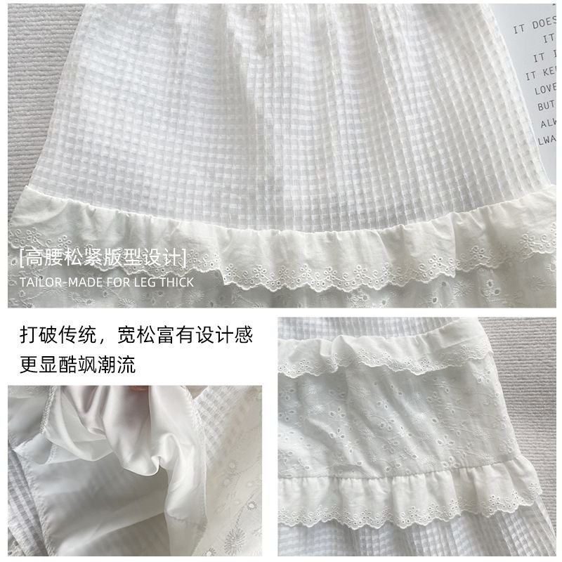 白色・高腰・蛋糕・A字・蕾絲・中長版半身裙・款號YC450 版型展示