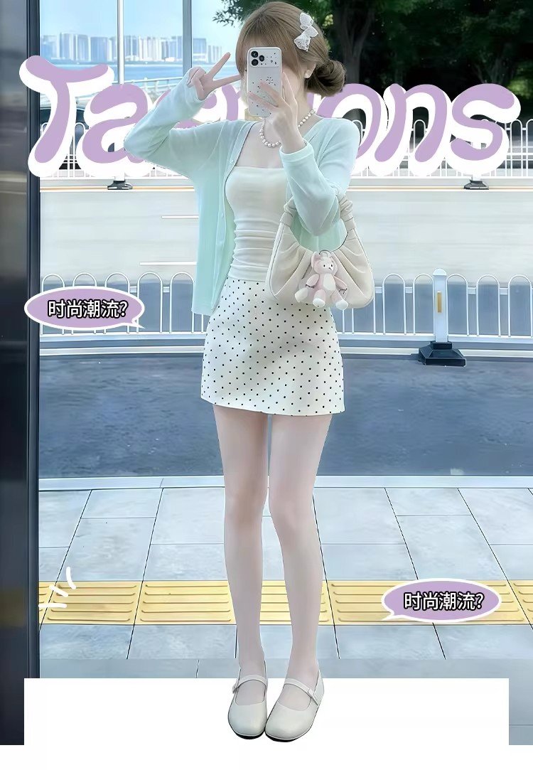 多色・波點・包臀・短版半身裙 設計細節
