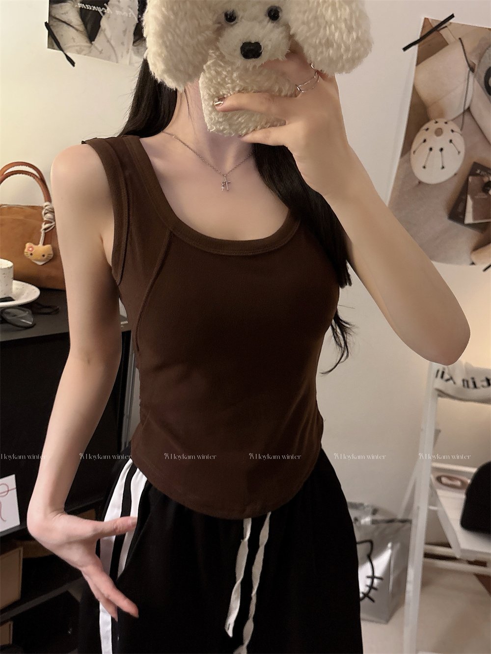 多色・不規則・純色・無袖・修身・背心 穿搭參考
