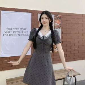 波點・短版洋裝