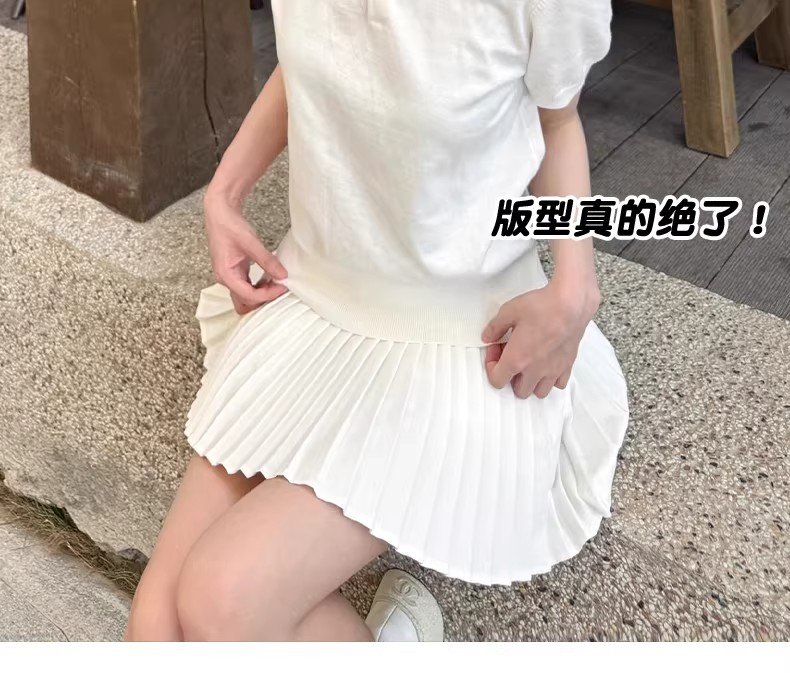 多色・高腰・百褶・A字・短版半身裙・款號YD922 穿搭參考
