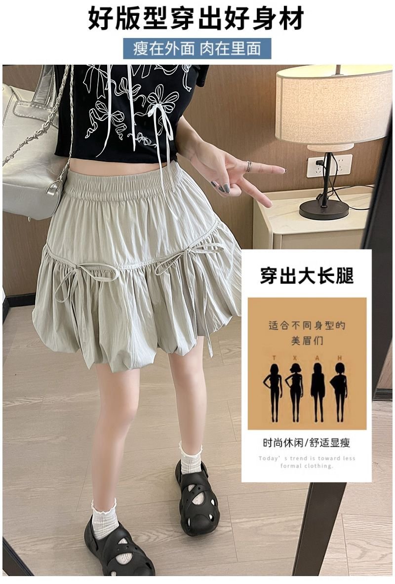 多色・高腰・A字・蝴蝶結・短版半身裙 設計細節
