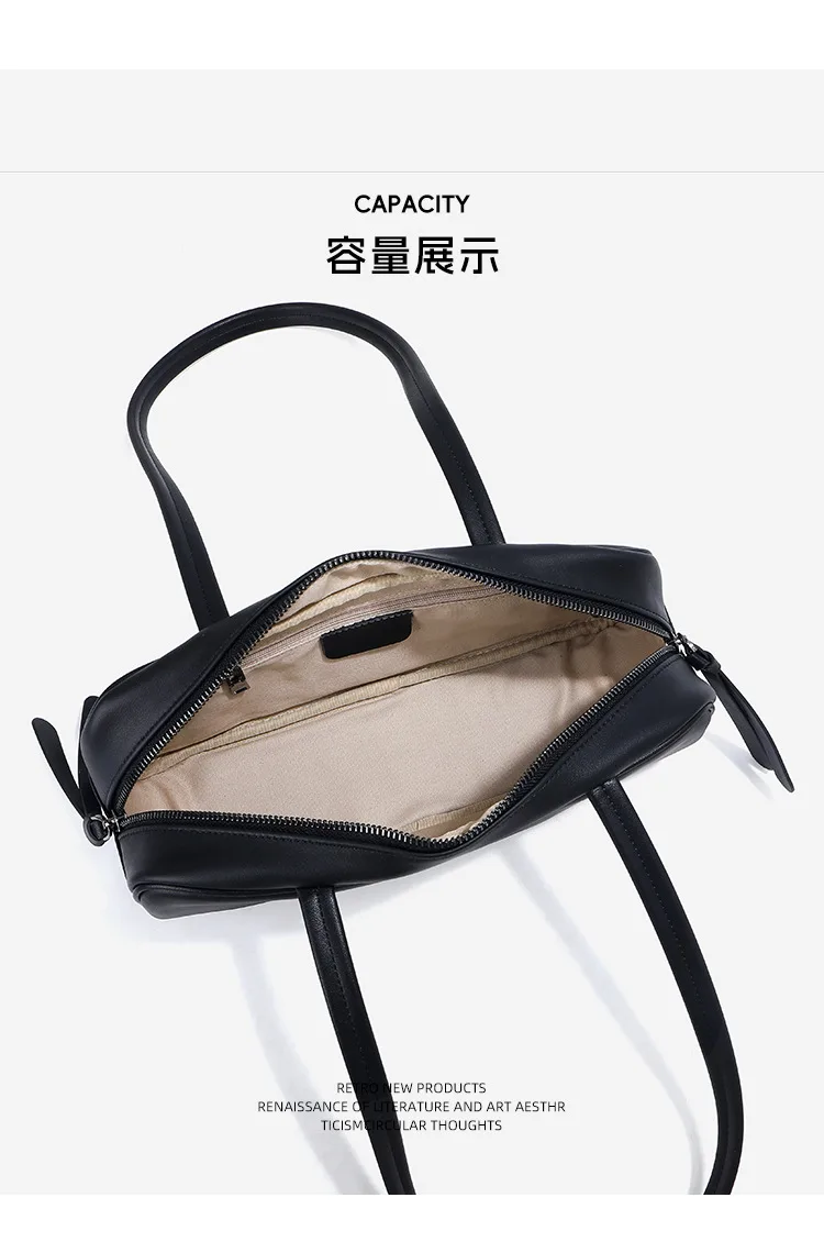 大容量復古 頭層牛皮枕頭包細節展示