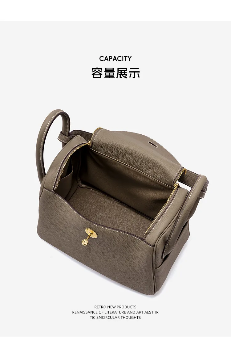 通勤 頭層牛皮枕頭包細節展示