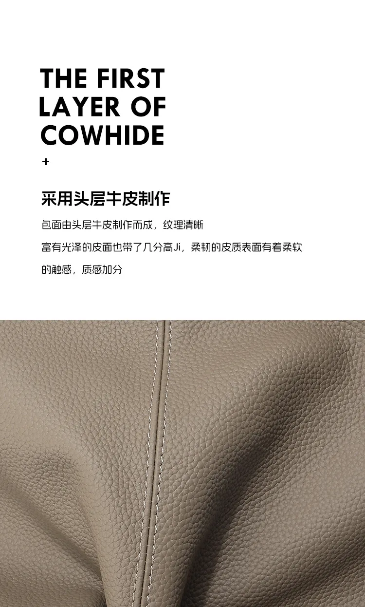 大容量慵懶 頭層牛皮托特包細節展示