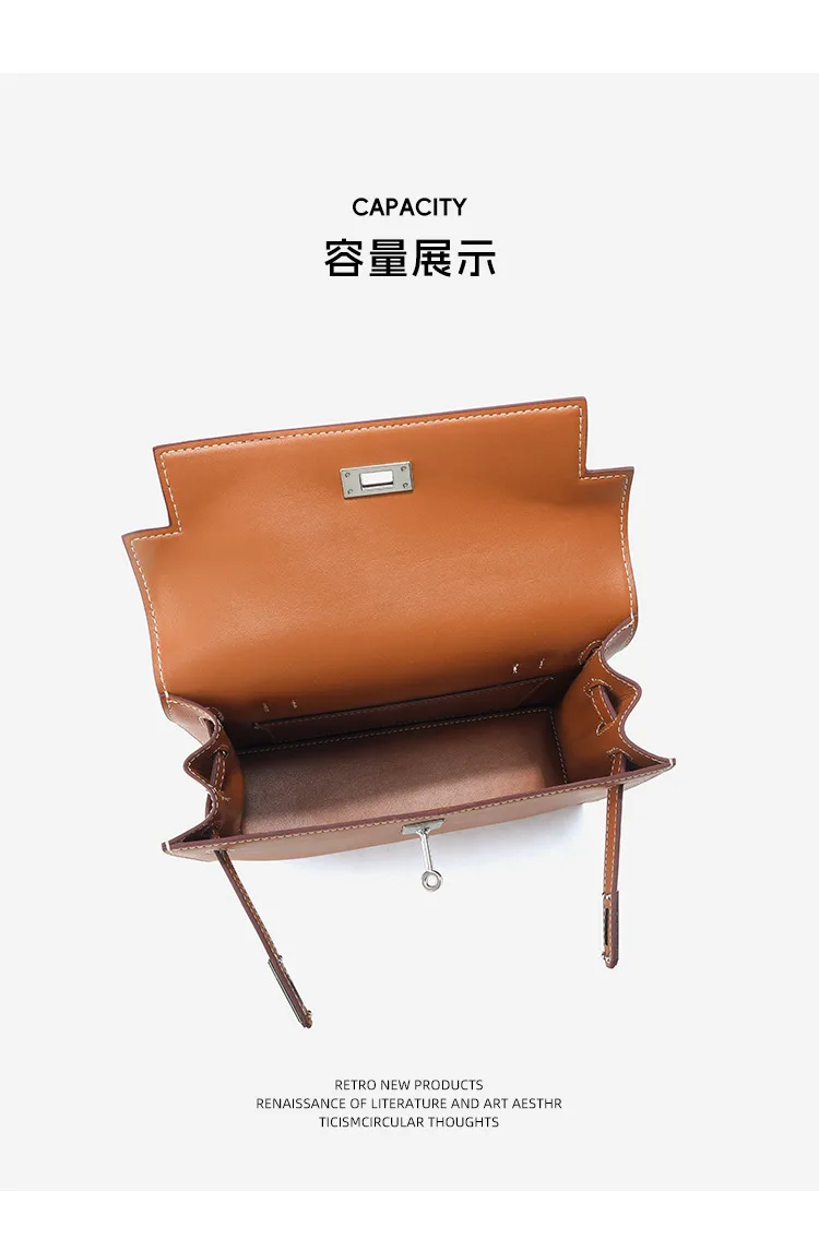 牛皮翻蓋手提包細節展示
