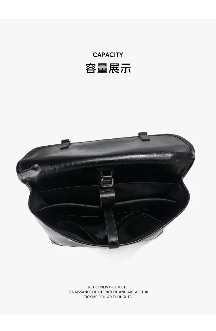 大容量簡約 牛皮後背包細節展示