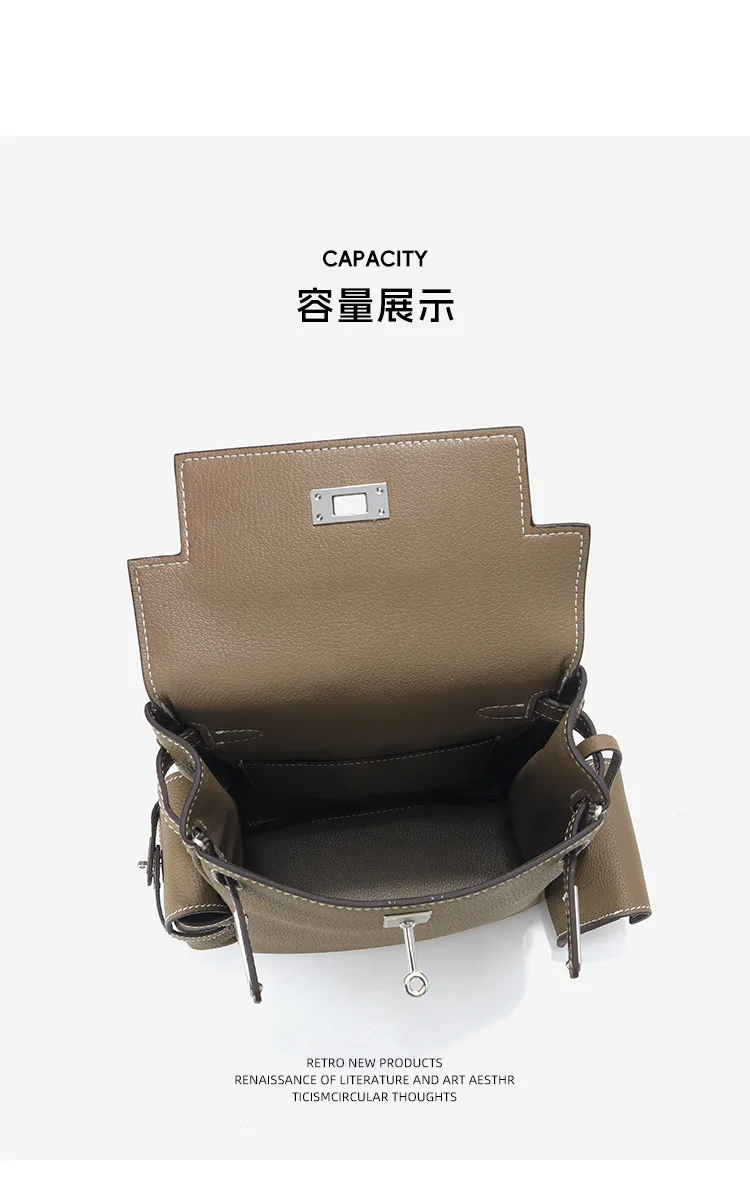 通勤 荔枝紋牛皮後背包細節展示