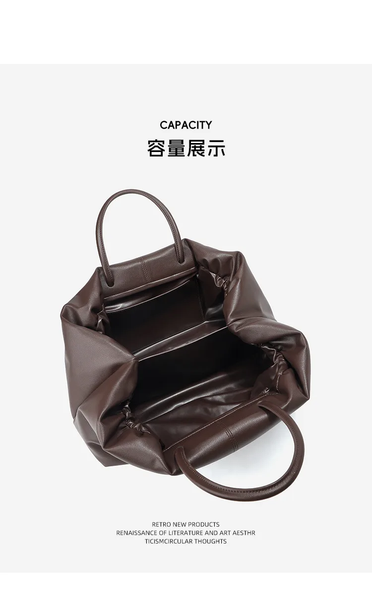 大容量復古 真皮托特包細節展示