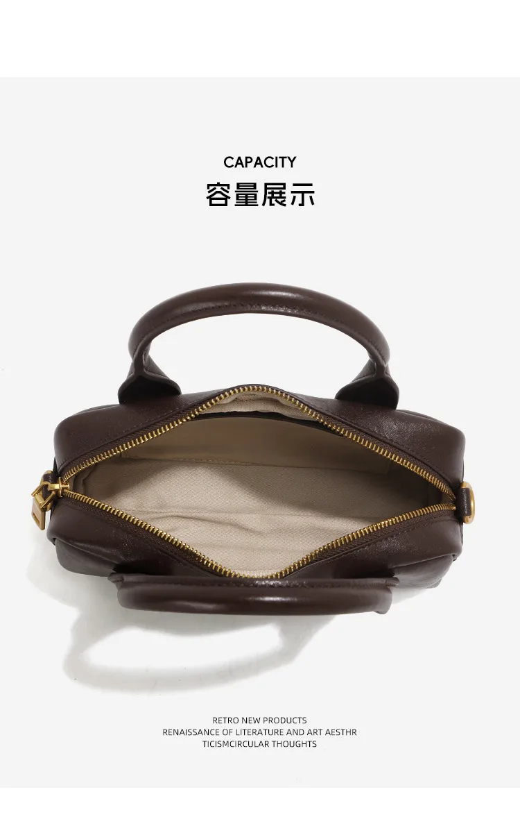 復古 植鞣牛皮方包細節展示