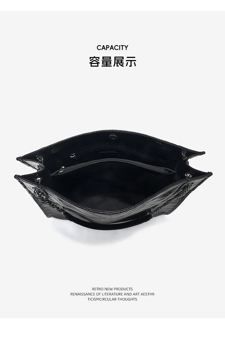 大容量鏈條 真皮托特包細節展示