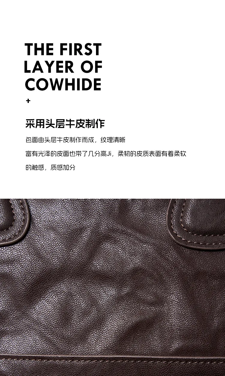 大容量褶皺 頭層牛皮枕頭包細節展示